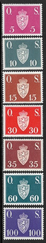 NORWAY 1951-52 OFFICIAL Set Sc O58-O64 MH/MNH