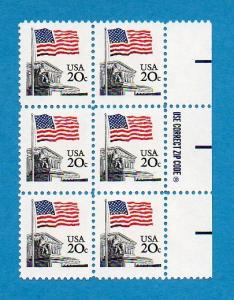 Scott #1894 20c Flag Use Correct Zip Code Block Right MNH