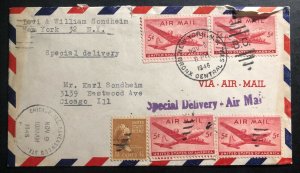 1946 New York USA Airmail Special Delivery Cover To Chicago IL