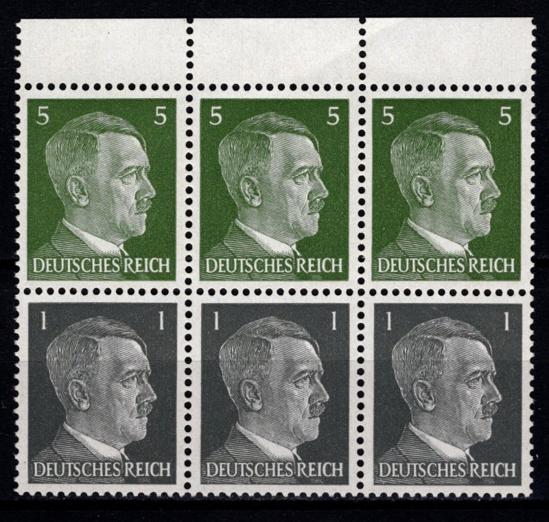 Germany 1941 Adolf Hilter, Marginal Block of 6 [Mint]