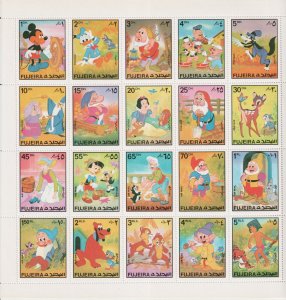 Fujeira 1972 -  Disney Characters Complete Sheet -  Mi-916A-935A - MNH