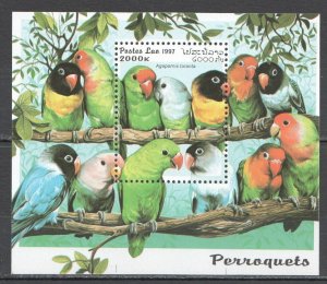 Wb114 1997 Laos Fauna Birds Parrots Perroquets 1Bl Mnh