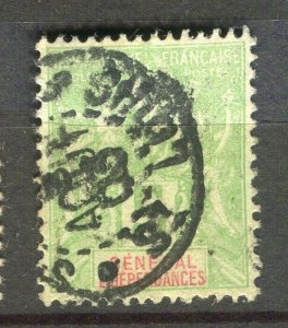 FRENCH COLONIES; SENEGAL 1890s classic Tablet type used 5c. value + Postmark