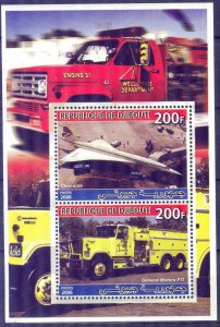 Djibouti 2006 Aviation Concorde Cars Fire Trucks (II) Sheet MNH