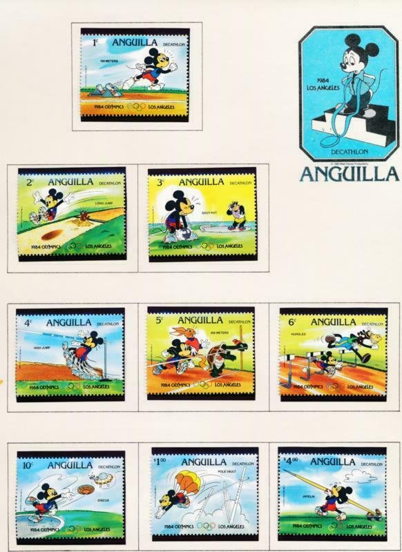 DISNEY ANGUILLA 559-567 MINT NH 1984 OLYMPICS DECATHLON