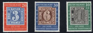 Germany #667-668, B309 Cat$80.50, 1949 100 years of Stamps, set of three, hinged