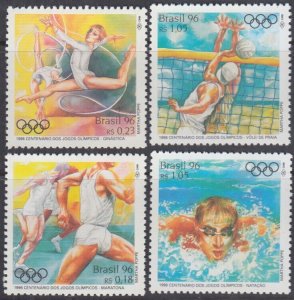 BRAZIL Sc # 2586-9 CPL MNH SET of 4 DIFFERENT OLYMPIC SPORTS, 1996 OLYMPICS