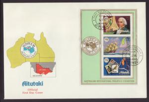 Aitutaki 354 Map,Ship,Bligh 1984 U/A FDC