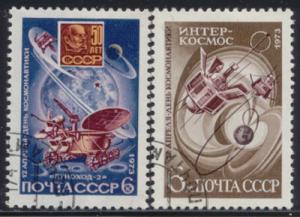 Russia 1973 Sc 4070-1 Lunokhod 2 Interkosmos Space Stamp CTO