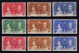 1937 Antigua / Bahamas / Barbados Coronation Sets