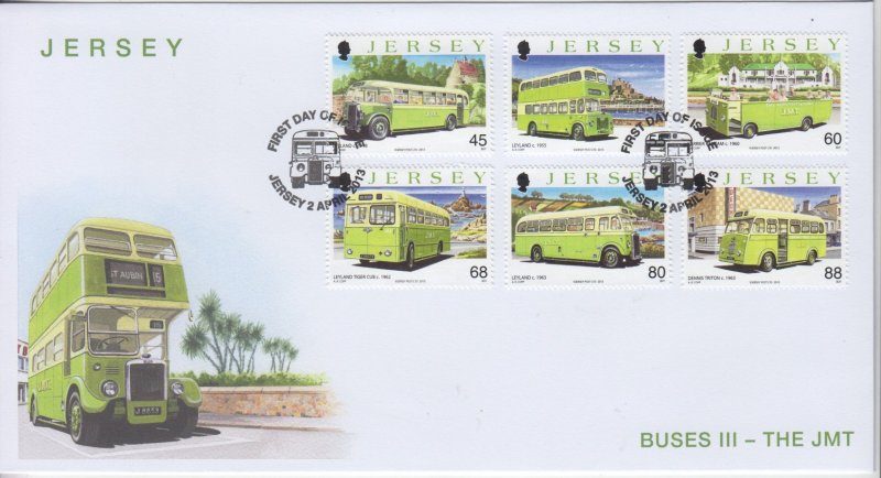 Jersey 2013, 'Buses  Set of 6  on FDC