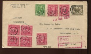 CANAL ZONE 93 FEATURED ON 45 CENT RATE AIRMAIL REGISTERED COVER LV4770