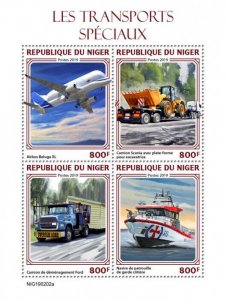 Niger 2019 MNH Special Transport Stamps Airbus Aircraft Aviation Trucks 4v M/S
