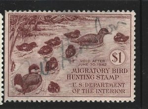 United States Scott RW8 1941 Duck stamp used se CV $50