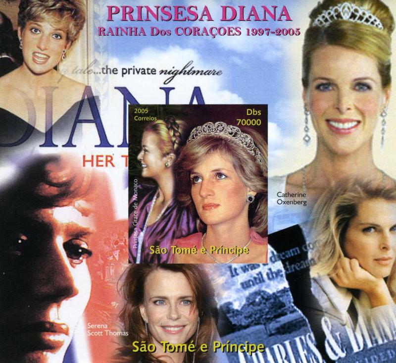 Sao Tome & Principe 2005 Princess Diana & Grace of Monaco s/s Imperforated Mint