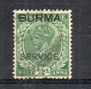 Burma 1937 Early Issue Fine Used 1/2a. Optd NW-167074