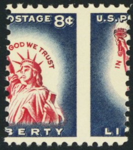 1042, Mint NH 8¢ Scarce Misperfed Error Statue of Liberty - Stuart Katz