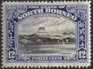 North Borneo 188 (mh) 12c Mount Kinabalu, ultra & black  (1931)
