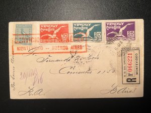 1926 Registered Uruguay Airmail FFC Cover Montevideo to Buenos Aires Argentina