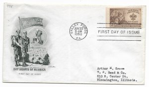 US 995 (Me-5) 3c Boy Scouts on FDC Artmaster Cachet ECV $24.00