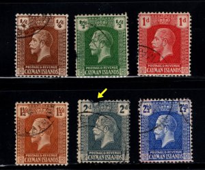 Cayman Islands Used Scott 50-55 OK start to 1921-26 KGV set few faulty