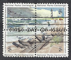 United States #1448-51 4 x 2¢ National Parks - Cape Hatteras (1972). Used.