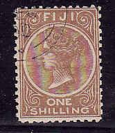 Fiji-SC#44-used-1sh yellow brown 1881-