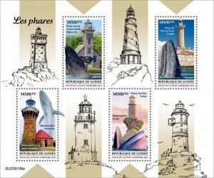 Guinea - 2023 Lighthouses and Whales - 4 Stamp Sheet - GU230138a