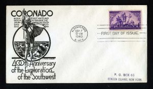 # 898 First Day Cover addressed with Anderson cachet dated 9-7-1940 - # 2