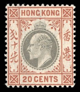 Hong Kong 1903 KEVII 20c slate & chestnut superb MNH. SG 69. Sc 78.