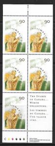 CANADA SG1861a 1998 90c CHRISTMAS BOOKLET PANE MNH