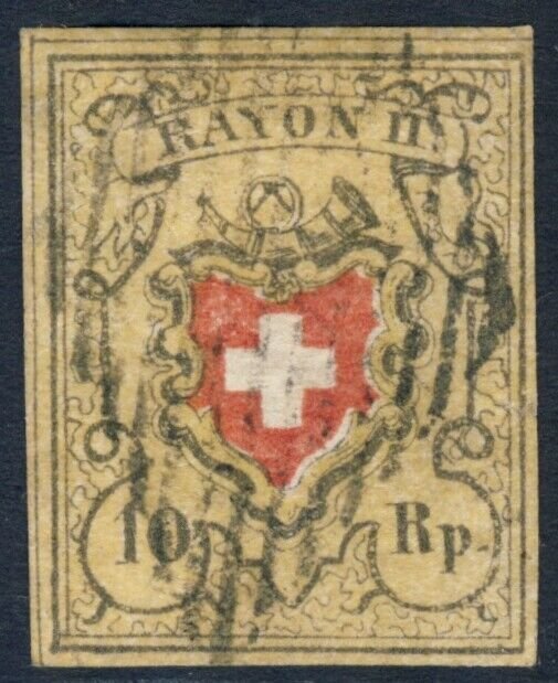 SWITZERLAND 1850 SC 8, IMPERF (w/out frame) 4 MARGINS!  cv $160.00  *Bay Stamps*