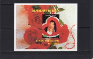 Benin 2003 St.Valentine's Day-Marilyn Monroe-Roses S/S IMPERFORATED  MNH VF