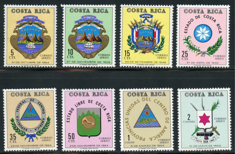 Costa Rica Scott C515-C522 MNHOG - 1971 Coats of Arms Set - SCV $7.20