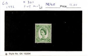 Great Britain, Postage Stamp, #301 Mint LH, 1952 Queen Elizabeth (AE)