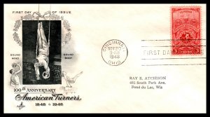 US 979 American Turners Artcraft Typed FDC