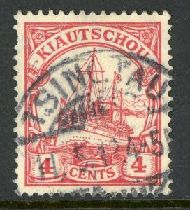 China 1905 Kiautschou Germany 4¢ Yacht Unwmk Michel 30 (Sc #25) VFU F78