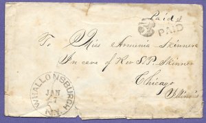 WHALLONSBURG, N.Y.- CHICAGO,  c1847  STAMPLESS COVER, U.S. POSTAL HISTORY.