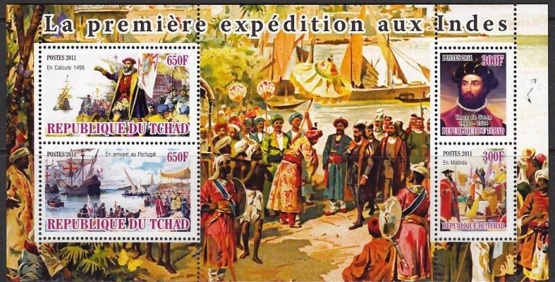 TCHAD CHAD SHEET MNH VASCO DA GAMA SHIPS