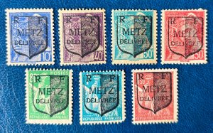 France 1944 French Liberation of Metz Overprint Stamps / Unused lot of 7