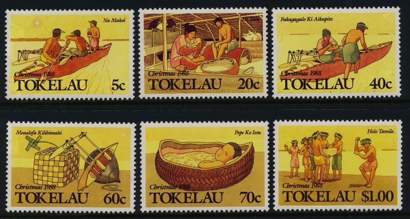 Tokelau 157-62 MNH Christmas, Canoe, Art