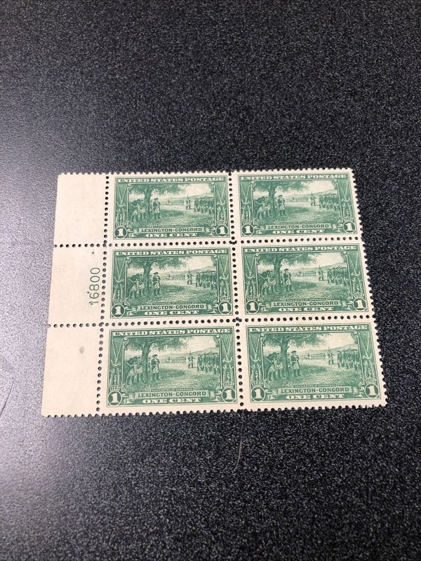 US SC 617 LEXINGTON CONCORD 1c Mint Plate Block of 6 Mint Never Hinged.