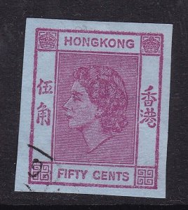 Hong Kong 50c Queen Elizabeth II Stationary Cut Out VGC