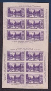 1935 Farley Mt Rainier Sc 770 mint 3c Parks, 2 panes block of 12 with gutter (K7