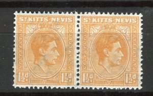 ST.KITTS & NEVIS; 1938 early GVI issue fine Mint hinged Pair of 1.5d.