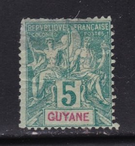 French Guiana stamp #35, MH, a bit rumpled, CV $12.50