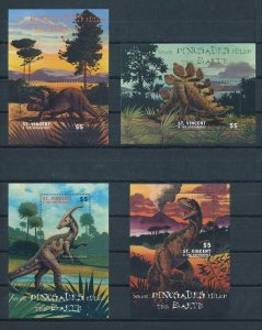 [107214] St. Vincent & Gren. 2001 Prehistoric animals dinosaurs 4 Sheets MNH