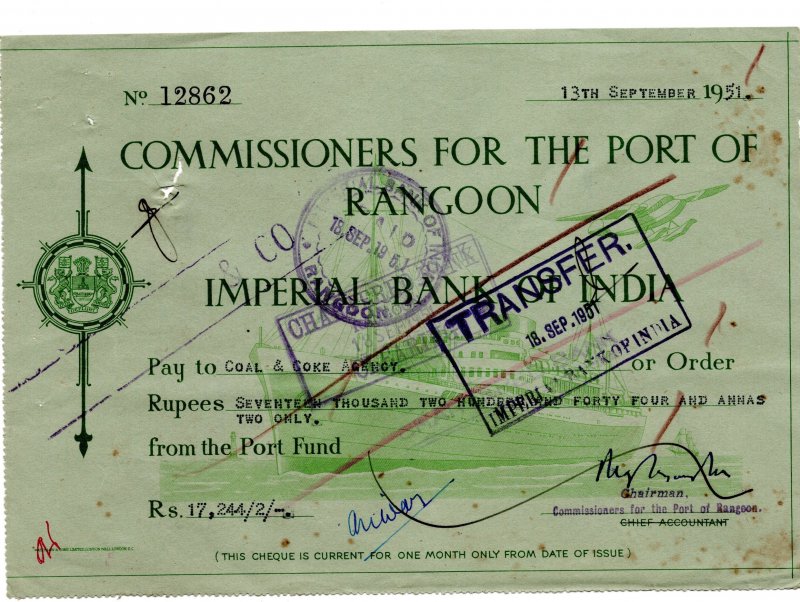cheque 1951 / india