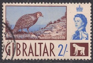 Gibraltar 1960 - 62 QE2 2/-d Barbary Partridge used SG 170 ( K1430 )