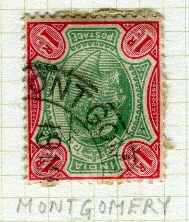 INDIA; POSTMARK fine used cancel on QV issue, Montgomery